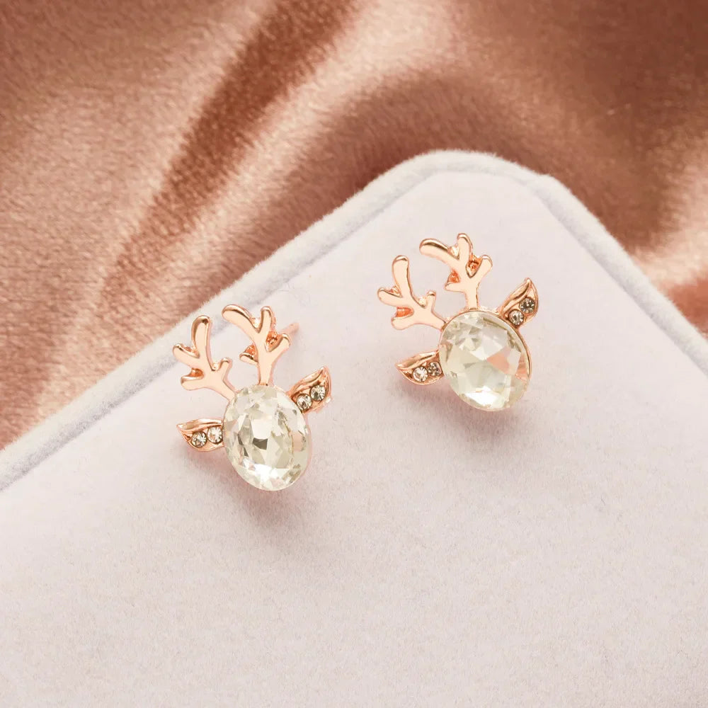 Boucles d'oreilles en cristal de renne festif