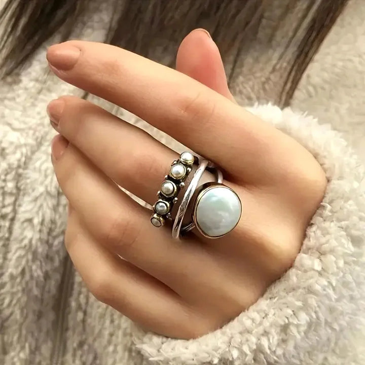 Ensemble de Bagues en Perles Superposées