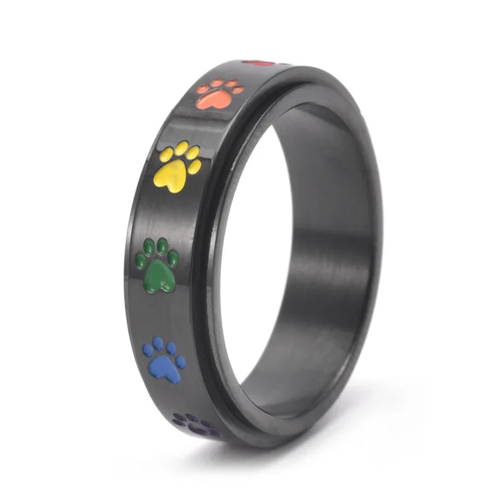 Bague à Pattes Réductrice de Stress Rotative – Acier Inoxydable avec Pattes Arc-en-Ciel