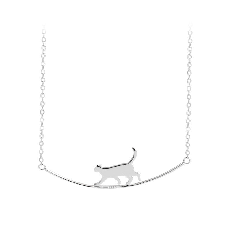 Collier de Chat Grimpant en Argent
