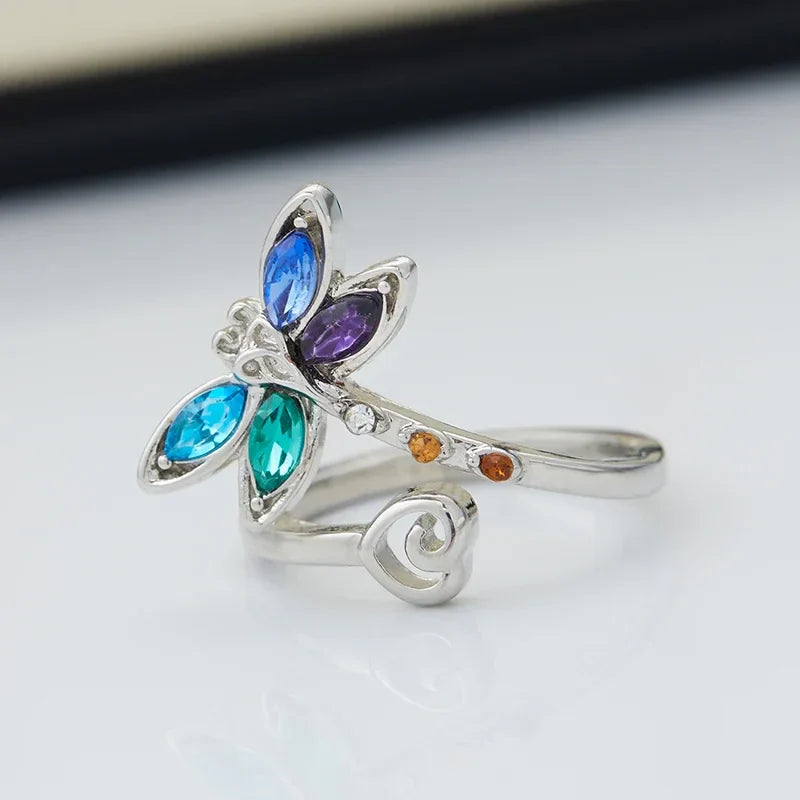 Bague Ajustable Libellule Vintage