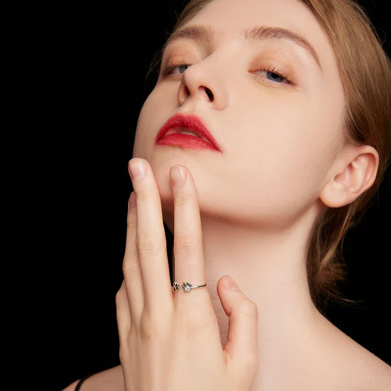 Bague en Argent Sterling 925 – Ajustable avec Zircon et Émail