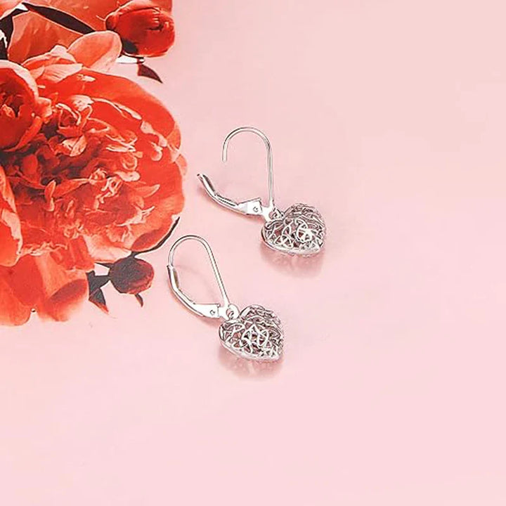 Boucles d'oreilles en forme de cœur creux argenté