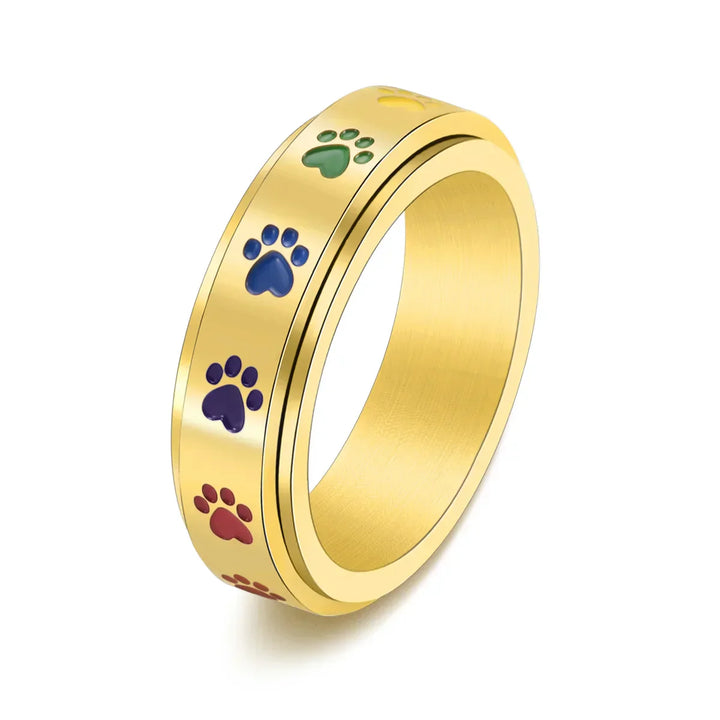 Bague Anti-Stress Pivotante en Acier Inoxydable avec Pattes Arc-en-Ciel