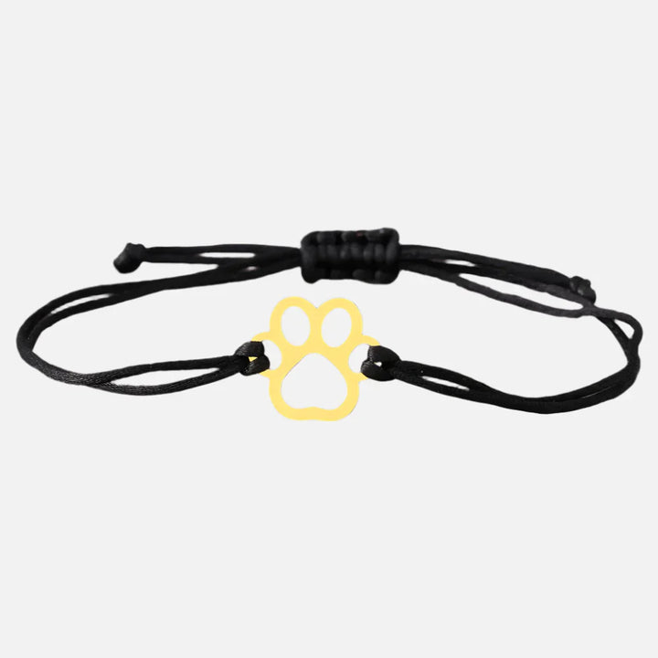 Bracelet en Corde avec Empreinte de Patte – Design Ajustable Noir et Rouge