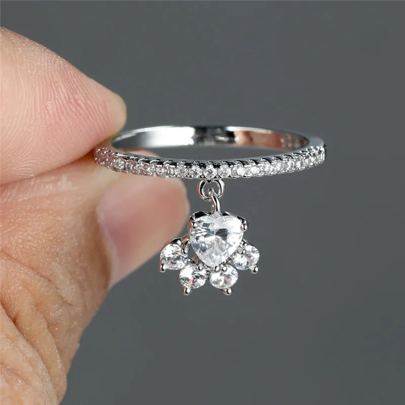 Bague Vintage Patte de Chat & Cœur en Pierre – Ton Or & Argent
