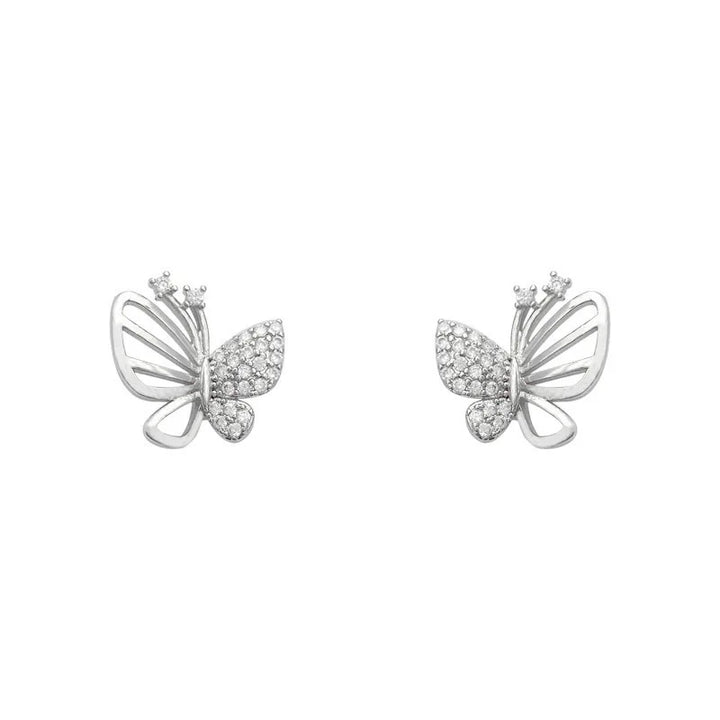 Boucles d'oreilles puces en zircon élégant en forme de papillon