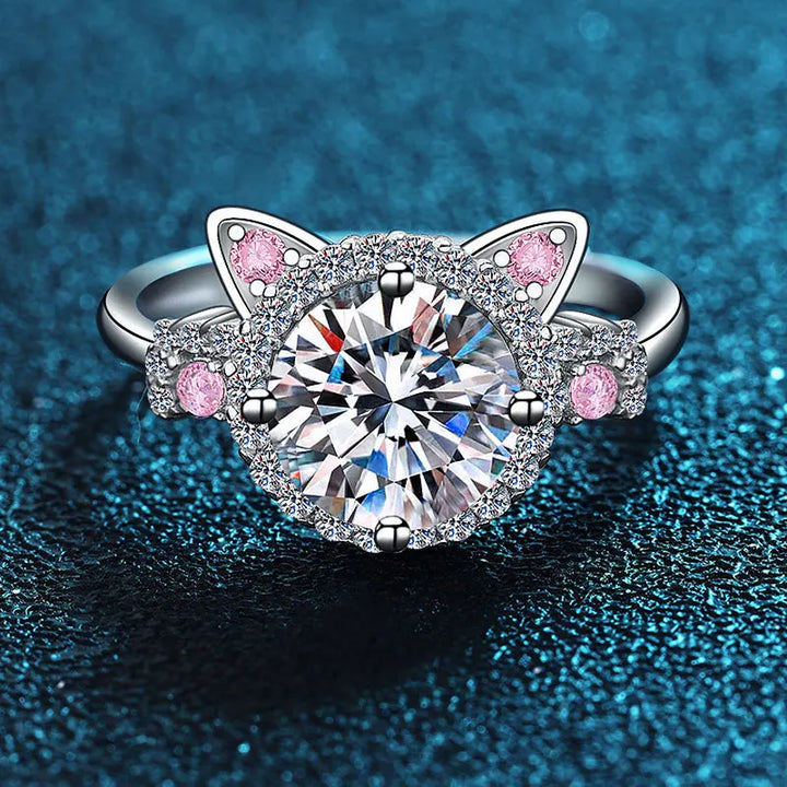 Bague avec oreilles de chat ajustables en zircon