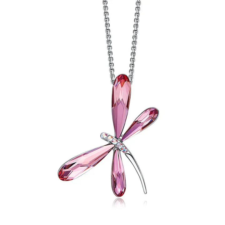 Pendentif en cristal Libellule Rose