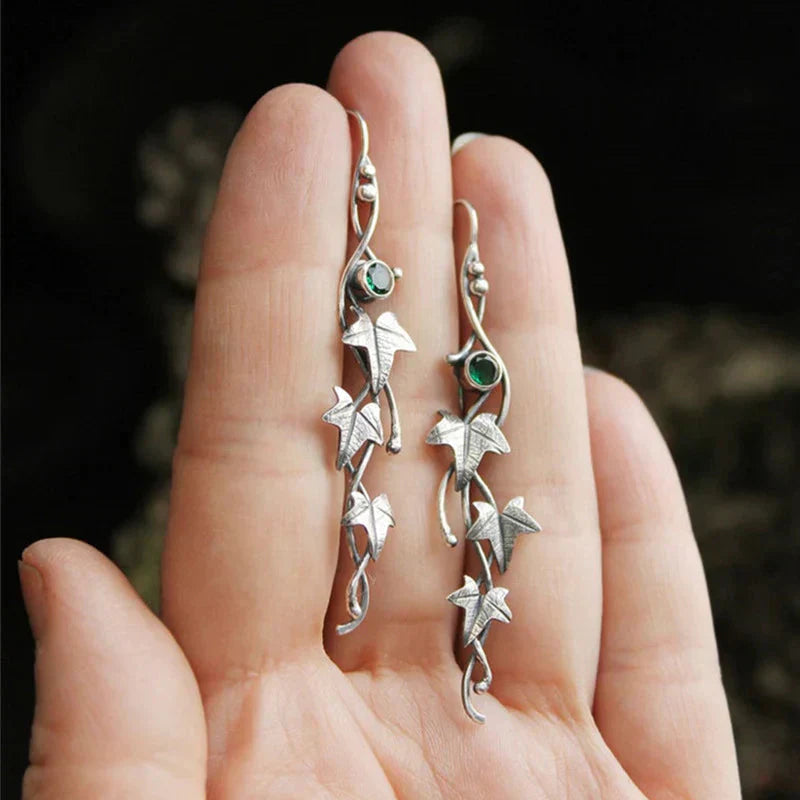 Boucles d'oreilles Elf Antique en Feuille | Or Blanc