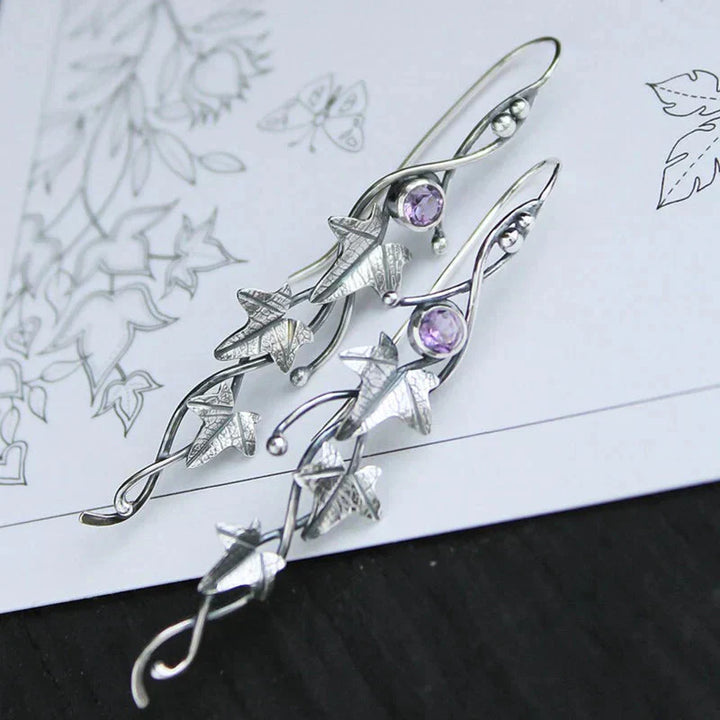 Boucles d'oreilles Elf en Feuille Antique | Or Blanc