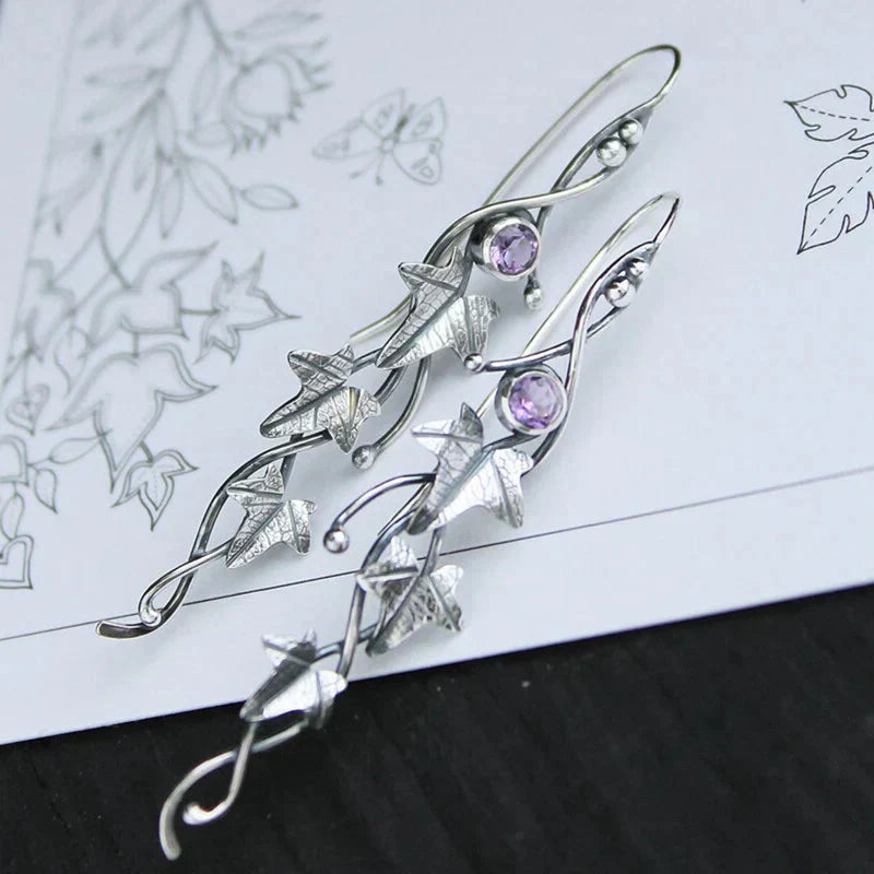 Boucles d'oreilles Elf Feuille Antique | Or Blanc