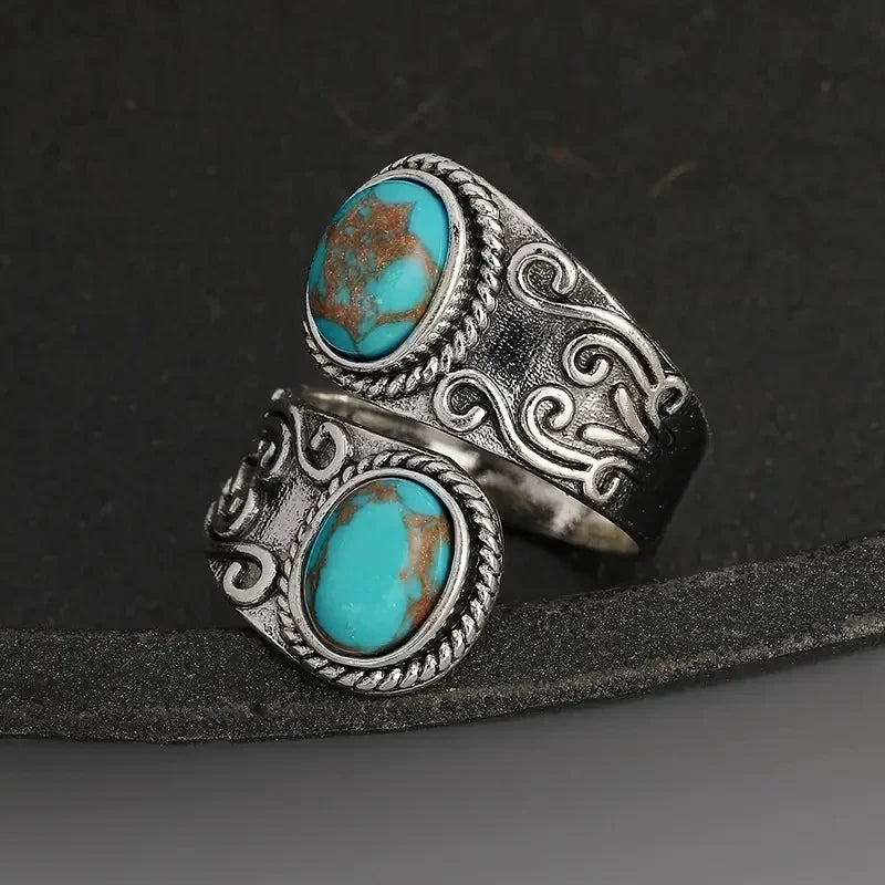 Bague en Croix Turquoise Vintage Élégante