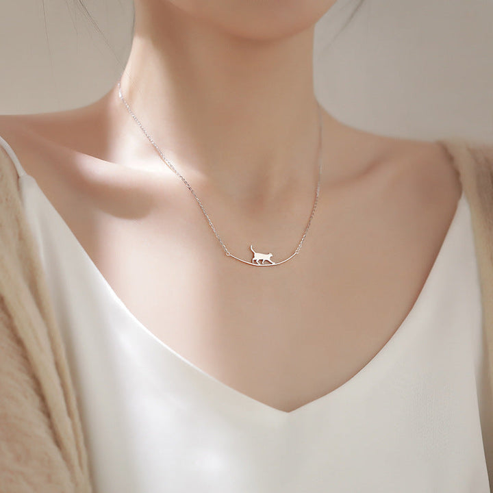 Collier de Chat Grimpant en Argent