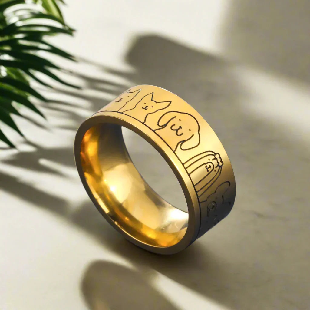 Bague Large en Acier Inoxydable – Design Gravé pour Femmes