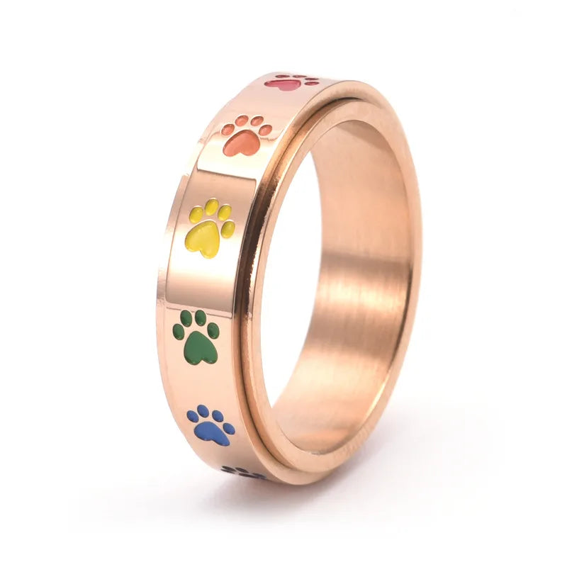Bague Anti-Stress Pivotante en Acier Inoxydable avec Pattes Arc-en-Ciel