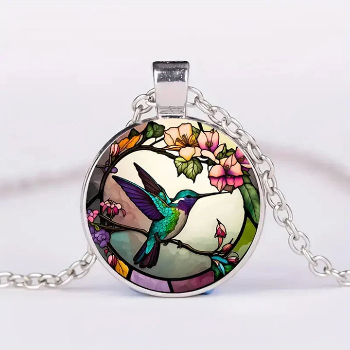 Collier Pendentif en Verre Colibri
