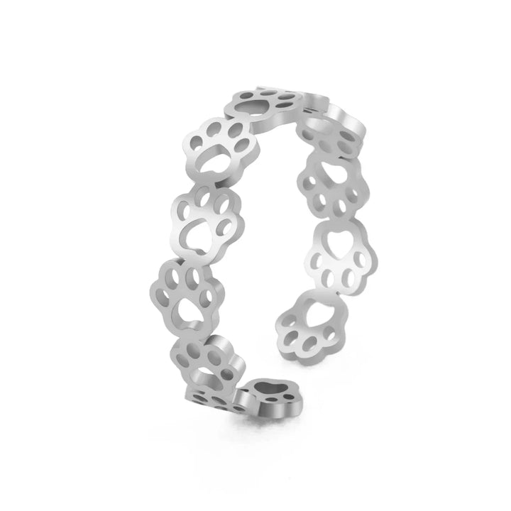 Bague à Empreinte de Patte Ajustable – Fabriquée en Acier Inoxydable