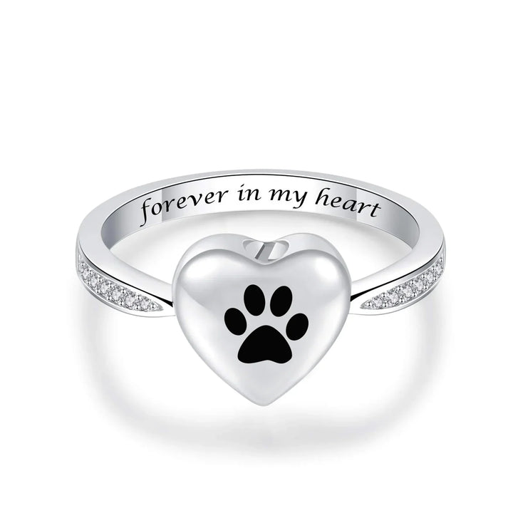 Bague Urne en Forme de Patte de Coeur – Bijoux Commémoratifs pour Animaux de Compagnie