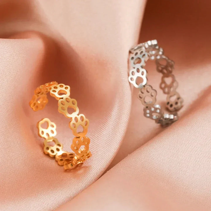 Bague à Empreinte de Patte Ajustable – Fabriquée en Acier Inoxydable