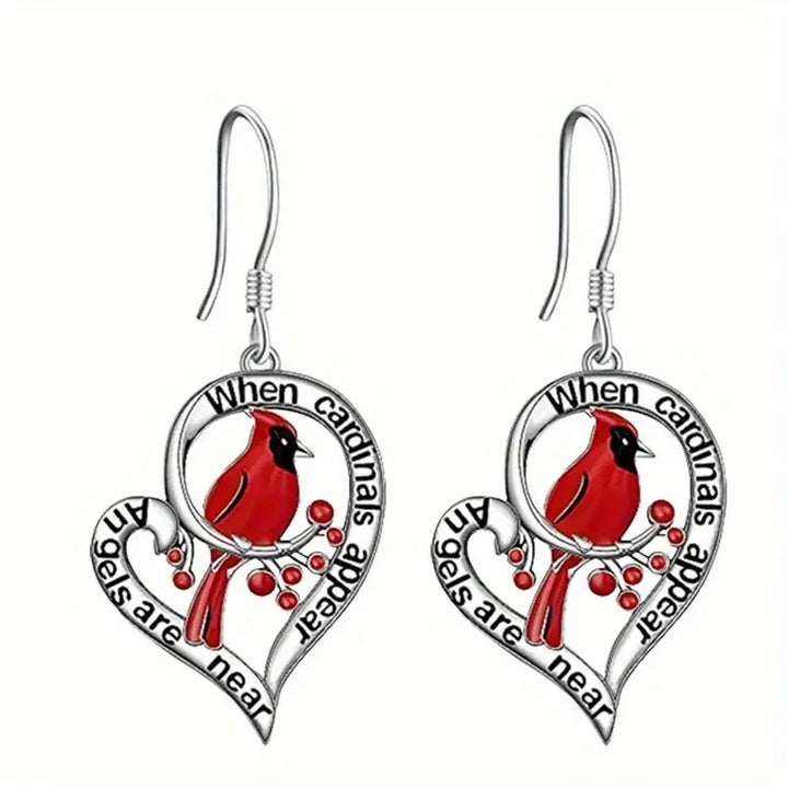 Boucles d'oreilles Cardinal Memorial – “Quand les Cardinals apparaissent, les Anges sont proches” Design en forme de cœur