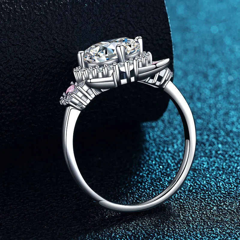 Bague avec Oreilles de Chat Ajustables en Zirconia