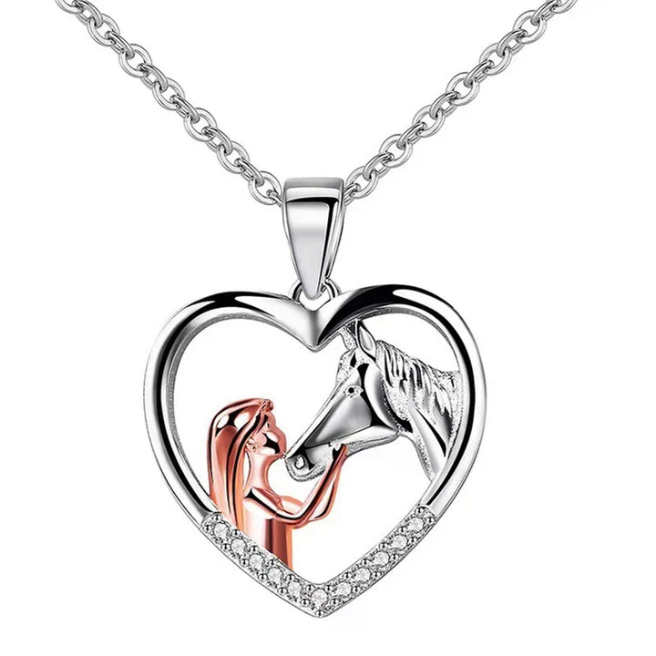 Collier Belle Cœur Zircon Fille et Cheval