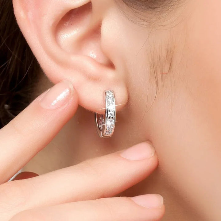 Boucles d'oreilles créoles en zirconia inlay