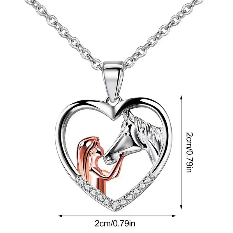 Collier Belle Cœur Zircon Fille et Cheval