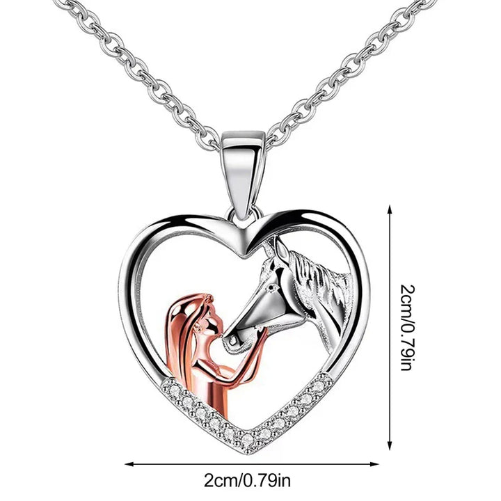 Collier Belle Cœur Zircon Fille et Cheval