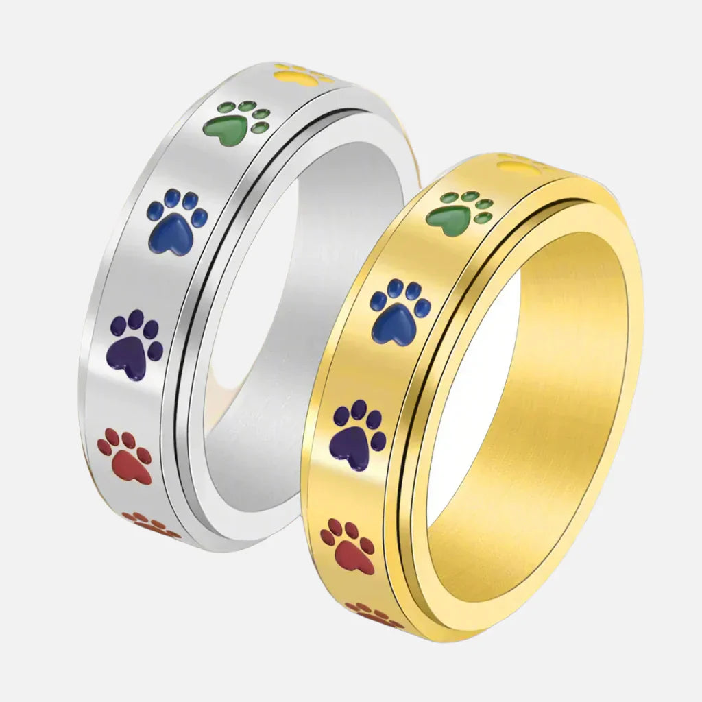 Bague Anti-Stress Pivotante en Acier Inoxydable avec Pattes Arc-en-Ciel