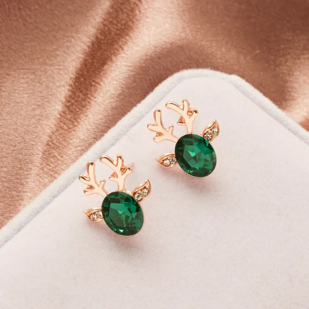 Boucles d'oreilles en cristal de renne festif