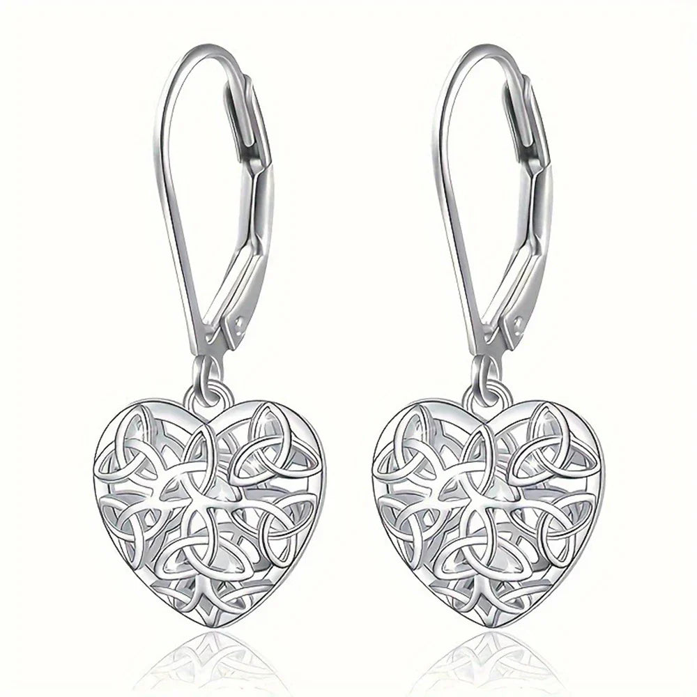 Boucles d'oreilles en forme de cœur creux argenté