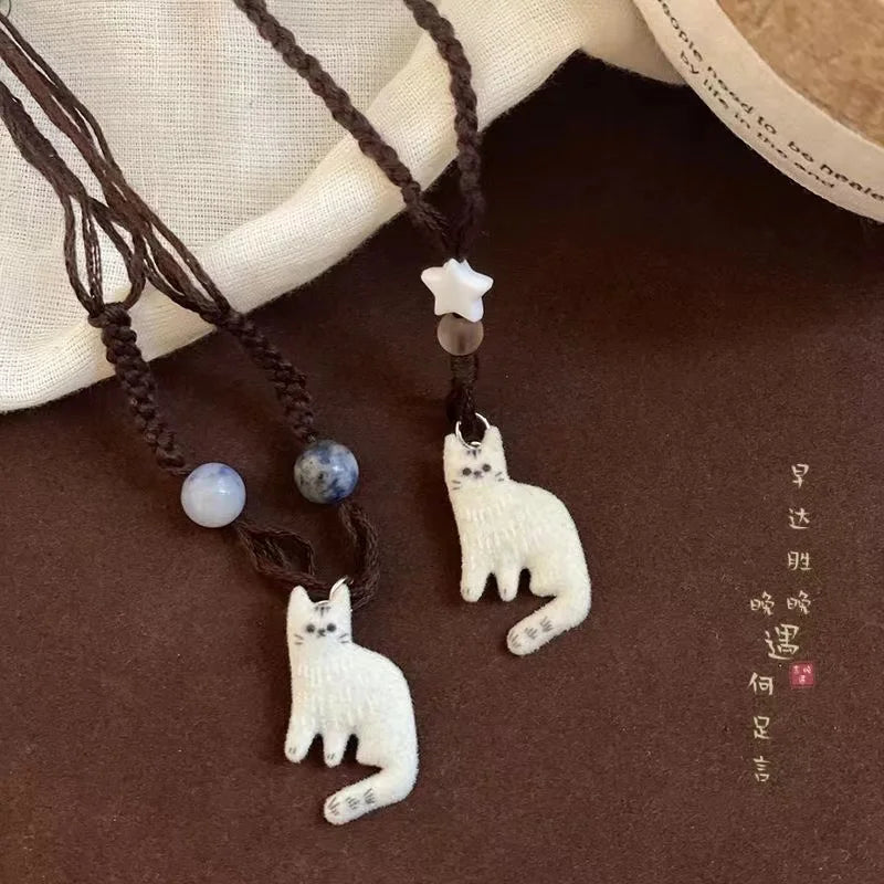 Collier Pendentif Étoile Chat Vintage