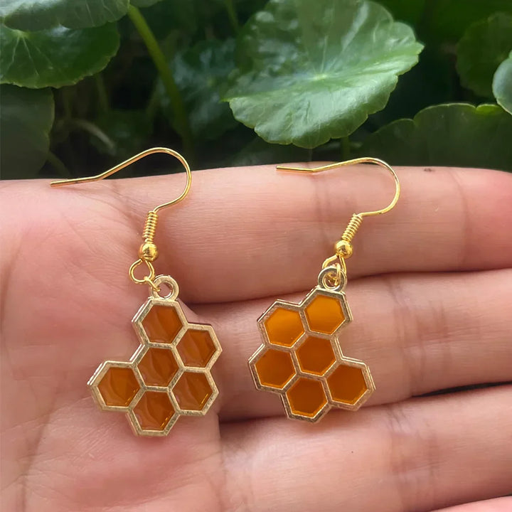 Boucles d'oreilles en cristal Abeille Dorée & Rayon de Miel