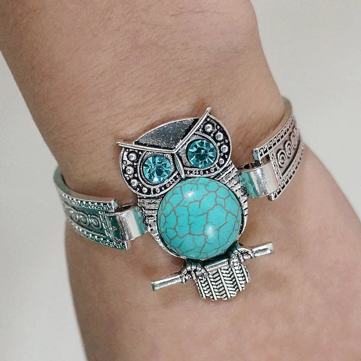 Bracelet en Charme Turquoise Hibou Vintage
