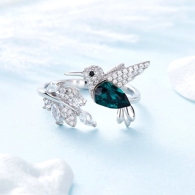 Bague scintillante ajustable Colibri avec diamant en strass
