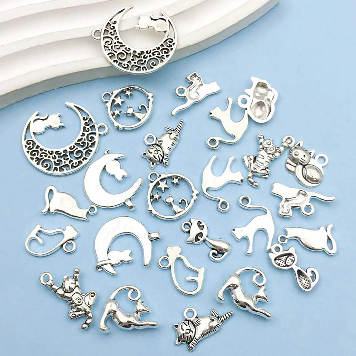 Collection de Charms de Chat en Argent Vintage