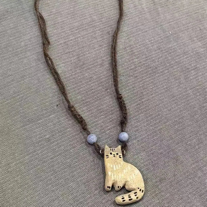 Collier Pendentif Étoile Chat Vintage