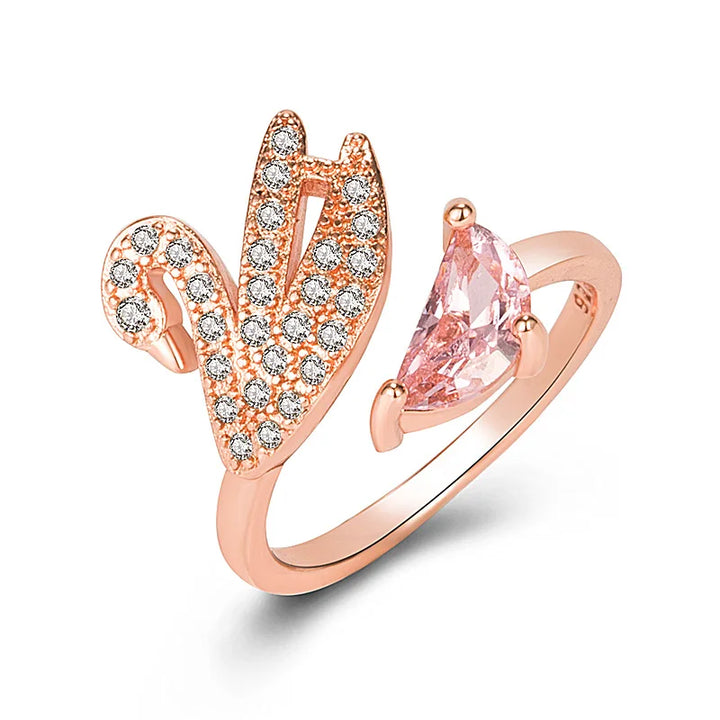 Bague en Cristal de Cygne - Rose Gold Ajustable