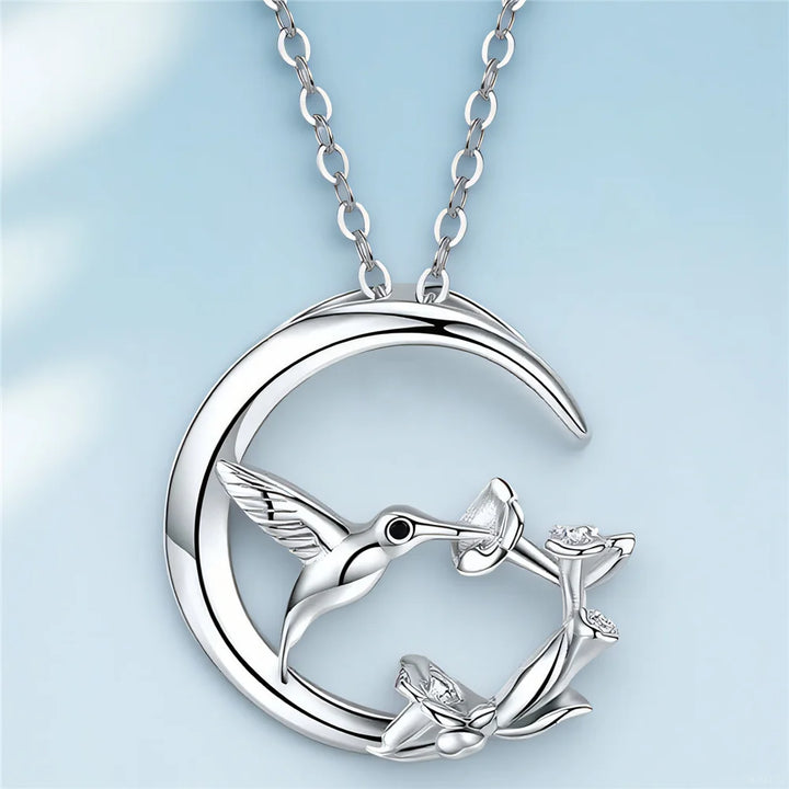 Pendentif en Argent Vintage Oiseau de Lune