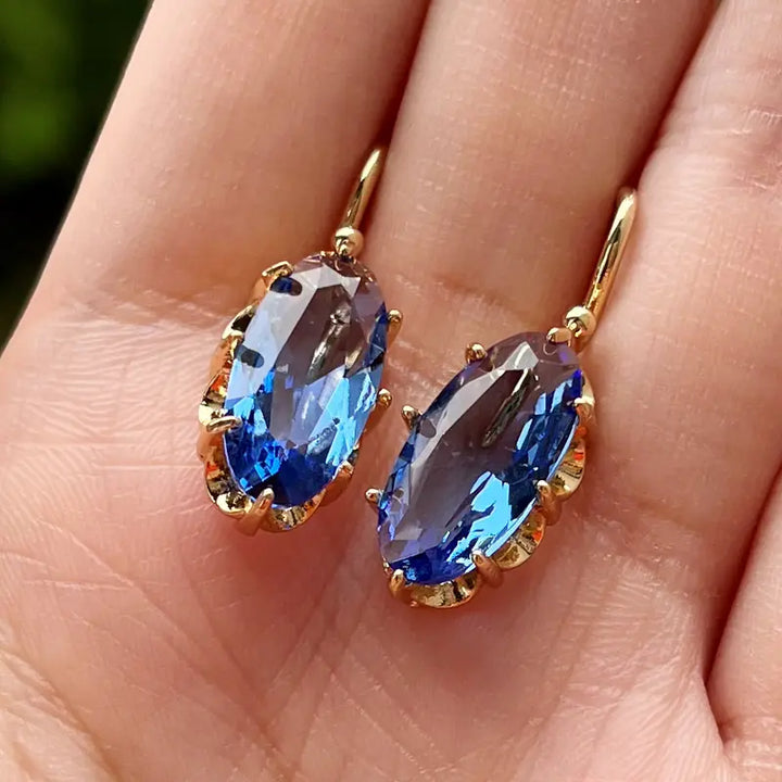 Boucles d'oreilles Golden Blue Bloom | Or