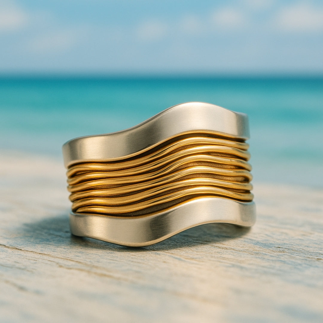 Bague en fils d'argent et d'or