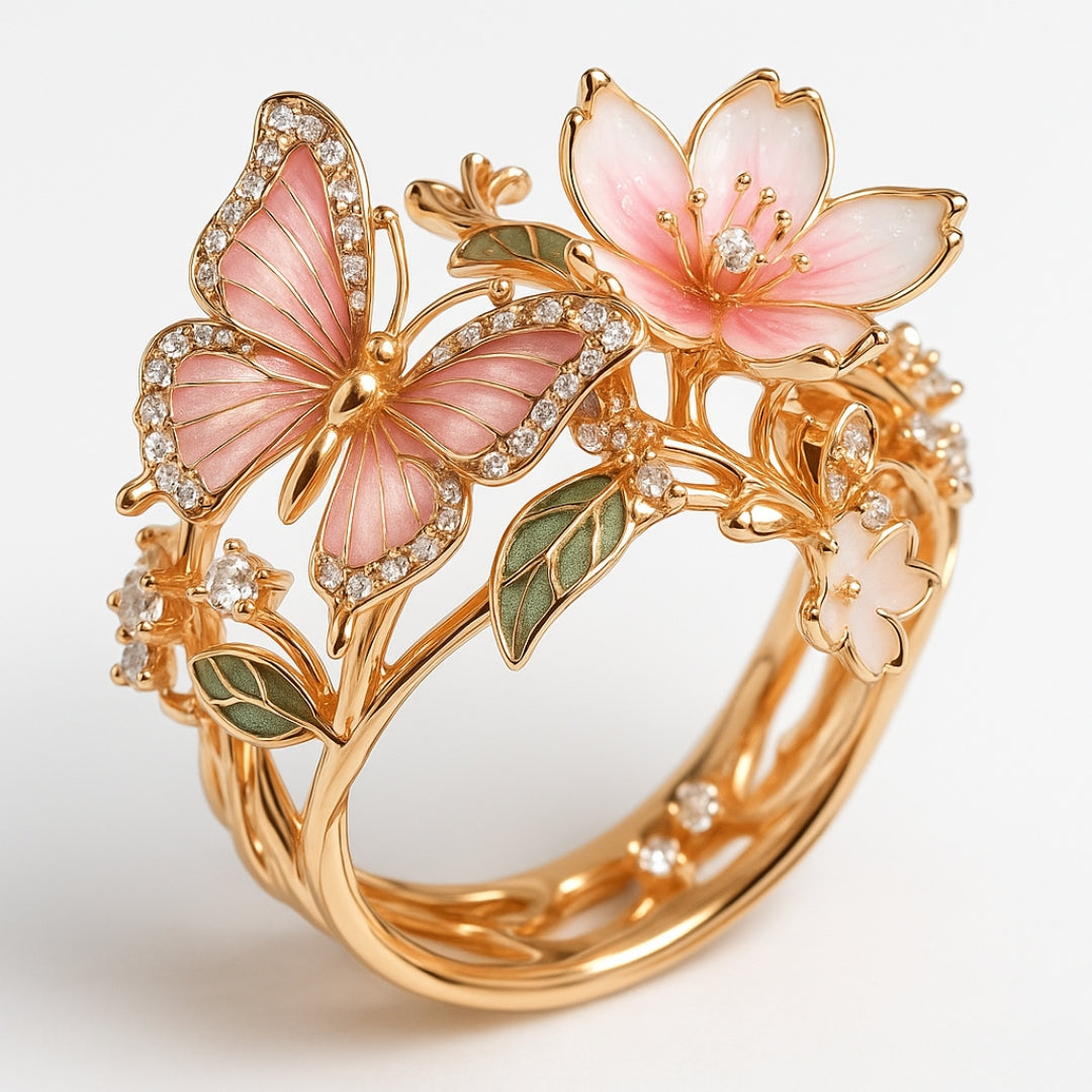 Bague en Zirconium Papillon Naturel Éclatant