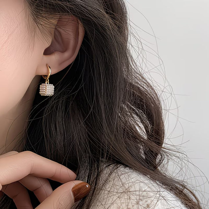 Boucles d'oreilles en cube de perles