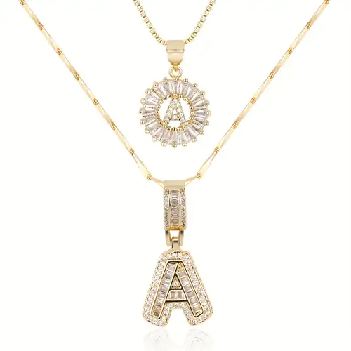 Collier initial en lettres pavées | Or Blanc