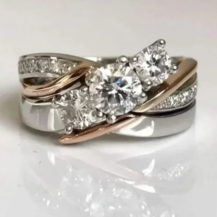 Bague Vintage en Or et Argent Zirconia