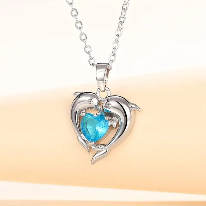 Collier Oceanheart Twins | Or Blanc