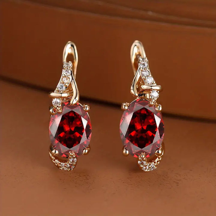 Boucles d'oreilles tombantes Crimson Twilight | Or