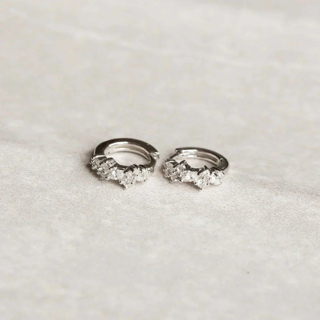 Boucles d'oreilles Crystal Cluster | Or Blanc